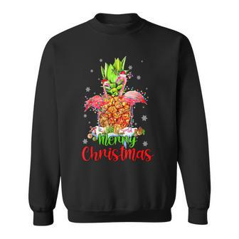 Merry Christmas Pineapple Flamingo Funny Xmas V3 Men Women Sweatshirt Graphic Print Unisex - Thegiftio UK