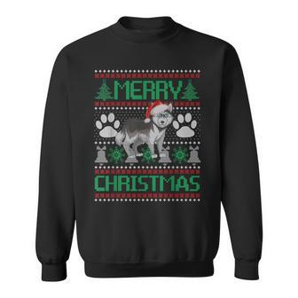Merry Christmas Siberian Husky Funny Ugly Xmas Pajama Dog Men Women Sweatshirt Graphic Print Unisex - Seseable