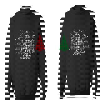Merry Christmas Trees Plaid Red Funny Santa Cute Snowman Snowman Sweatshirt - Monsterry