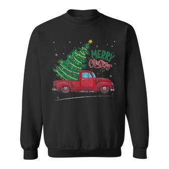 Merry Christmas Truck Red Tree Xmas Pajama Matching Family Men Women Sweatshirt Graphic Print Unisex - Seseable