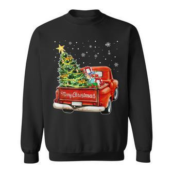 Merry Christmas Vintage Wagon Tree Red Truck Vacation Men Women Sweatshirt Graphic Print Unisex - Seseable