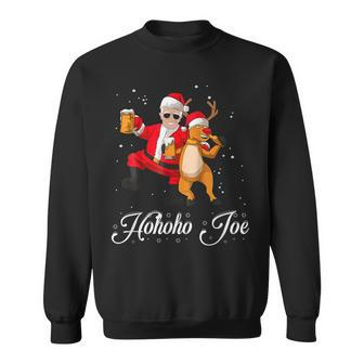 Merry Christmas With Biden Hohoho Joe Reindeer Beer Men Women Sweatshirt Graphic Print Unisex - Seseable