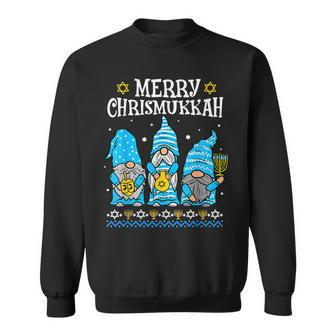 Merry Christmukkah With Gnome Christmas Hanukkah Gnome V2 Men Women Sweatshirt Graphic Print Unisex - Seseable