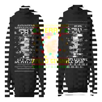 Merry Hallo Giving Santa Joe Biden Funny Christmas Men Women Sweatshirt Graphic Print Unisex - Thegiftio
