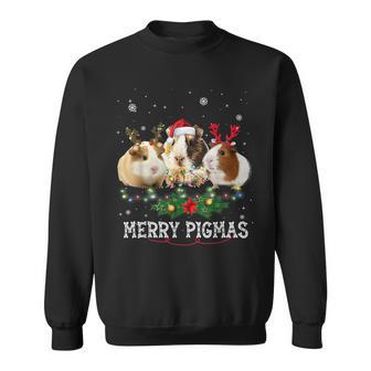 Merry Pigmas Merry Christmas Funny Guinea Pig Antlers Lights Men Women Sweatshirt Graphic Print Unisex - Thegiftio UK