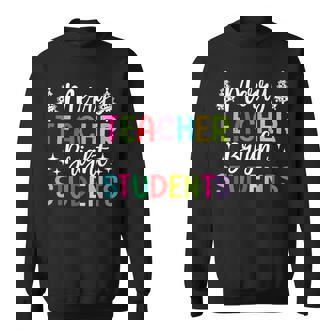 Merry Teacher Bright Students Cute Christmas Teacher Xmas Men Women Sweatshirt Graphic Print Unisex - Thegiftio
