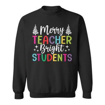 Merry Teacher Bright Students Cute Christmas Teacher Xmas Men Women Sweatshirt Graphic Print Unisex - Seseable