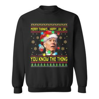 Merry Thanks Happy Uh Uh You Know The Thing Santa Men Women Sweatshirt Graphic Print Unisex - Thegiftio UK