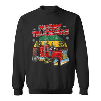 Merry Truckmas Funny Christmas Trucker Xmas Pajamas Men Women Sweatshirt Graphic Print Unisex - Seseable