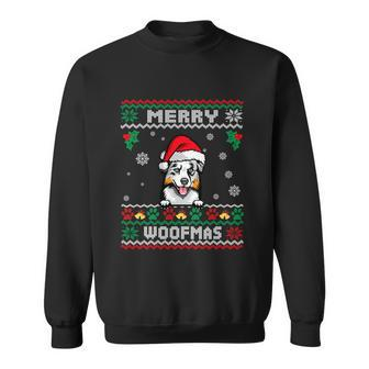 Merry Woofmas Australian Shepherd Dog Ugly Christmas Sweater Great Gift Sweatshirt - Monsterry AU