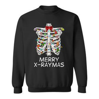 Merry X-Raymas Skeleton Rib Cage Radiology Christmas Gift Men Women Sweatshirt Graphic Print Unisex - Thegiftio UK
