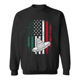 Mexico And Usa American Flag With Sombrero For Cinco De Mayo Sweatshirt | Mazezy