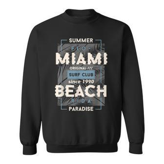 Miami Beach Florida Summer Paradise Men Women Sweatshirt Graphic Print Unisex - Seseable