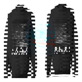 Miami Skyline Nightlife Unisex Sweatshirt | Mazezy