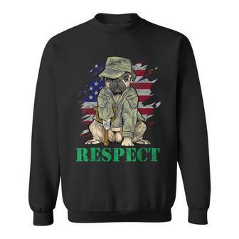 Military Pug Dog Veteran Us Army American Flag Men Women Sweatshirt Graphic Print Unisex - Seseable