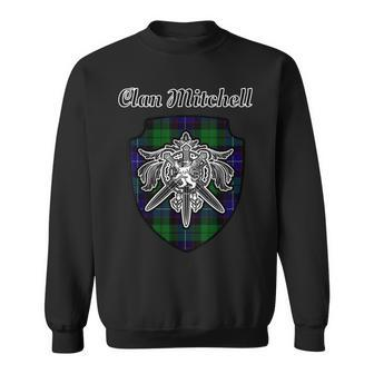 Mitchell Scottish Clan Tartan Lion Sword Crest Men Women Sweatshirt Graphic Print Unisex - Thegiftio UK