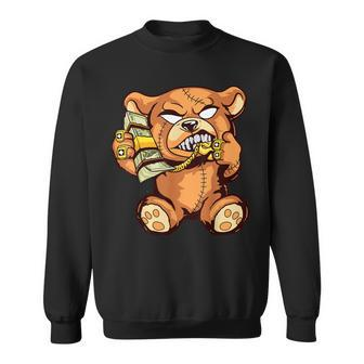 Money Calling Hip Hop Teddy Bear Gangster Rap Drip Swag Dope Sweatshirt | Mazezy