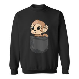 Monkey In Pocket Funny Animal Lover Gift Sweatshirt | Mazezy UK