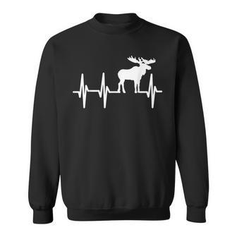 Moose Heartbeat Gift Lover Heart Beat Men Women Sweatshirt Graphic Print Unisex - Seseable