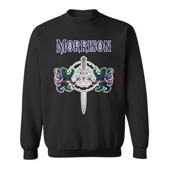 Morrison Scottish Clan Family Name Tartan Lion Sword Men Women Sweatshirt Graphic Print Unisex - Seseable