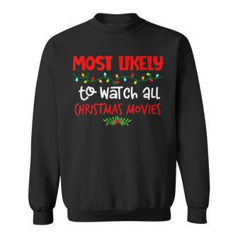 Most Likely To Fun Matching Family Christmas Pjs Fun Men Women Sweatshirt Graphic Print Unisex - Seseable