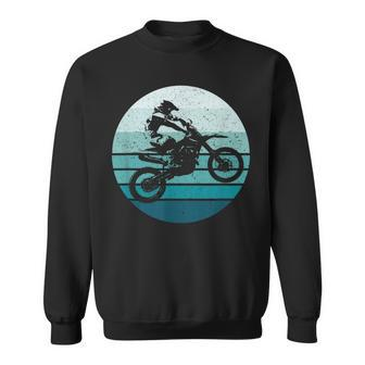 Motocross Retro Vintage Dirt Bike Rider Sunset Background Sweatshirt | Mazezy