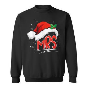 Mr And Mrs Santa Hat Funny Christmas Couples Matching Pajama Men Women Sweatshirt Graphic Print Unisex - Seseable