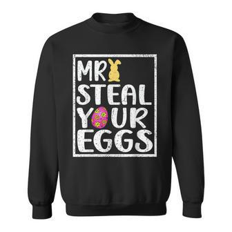 Mr Steal Your Eggs Funny Spring Humor Easter Boys Sweatshirt | Mazezy