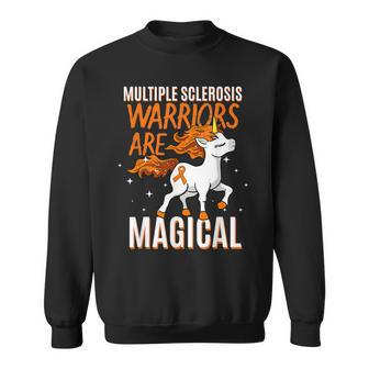 Multiple Sclerosis Warriors Magical Unicorn Orange Ribbon Sweatshirt | Mazezy