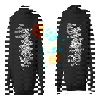 Mummy Pumpkin Halloween Cat Men Women Sweatshirt Graphic Print Unisex - Thegiftio