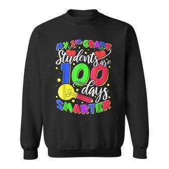 My 2Nd Grade Students Are 100 Days Smarter Teacher Men Women Sweatshirt Graphic Print Unisex - Seseable