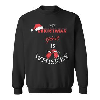 My Christmas Spirit Is Whiskey Celebration Christmas Santa Men Women Sweatshirt Graphic Print Unisex - Thegiftio UK