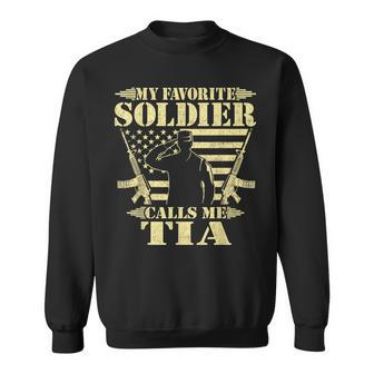 My Favorite Soldier Calls Me Tia Proud Military Aunt Gifts Sweatshirt | Mazezy