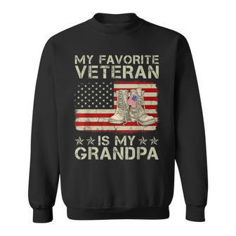 My Favorite Veteran Is My Grandpa Combat Boots American Flag Sweatshirt - Seseable