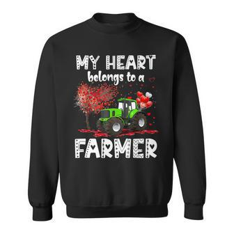 My Heart Belongs To A Farmer Valentine For Farmer Wife Men Women Sweatshirt Graphic Print Unisex - Seseable