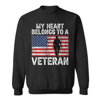 My Heart Belongs To A Veteran Army Veteran Fathers Day Sweatshirt - Seseable