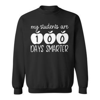 My Students Are 100 Days Smarter Apple Teacher Appreciation Men Women Sweatshirt Graphic Print Unisex - Seseable