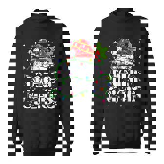 Nana Claus Christmas Lights Pajama Family Matching V3 Men Women Sweatshirt Graphic Print Unisex - Thegiftio