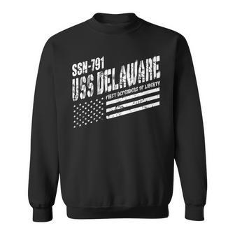 Navy Uss Delaware Ssn 791 Us Submarine Submariner Veteran Men Women Sweatshirt Graphic Print Unisex - Seseable