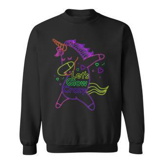 Neon Unicorn Lets Glow Crazy Retro 80S Group Party Squad Sweatshirt - Thegiftio UK