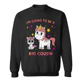 New Girls Unicorn Big Cousin Im Going To Be A Big Cousin Sweatshirt - Seseable