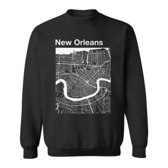 New Orleans Louisiana Vintage Style Home City Street Map Men Women Sweatshirt Graphic Print Unisex - Thegiftio UK