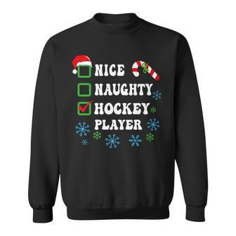 Nice Naughty Hockey Player Christmas List Santa Claus Pajama Men Women Sweatshirt Graphic Print Unisex - Seseable