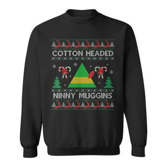 Ninny Gins Cotton Headed Funny Christmas Elf Holiday Men Women Sweatshirt Graphic Print Unisex - Seseable