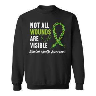 Not All Wounds Are Visible Mental Health Awareness Ribbon Sweatshirt | Mazezy