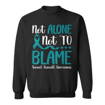 Not Alone Not To Blame Sexual Assault Awareness Teal Ribbon Sweatshirt | Mazezy AU