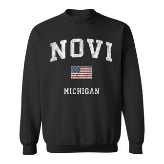 Novi Michigan Mi Vintage American Flag Sports Design Men Women Sweatshirt Graphic Print Unisex - Thegiftio UK
