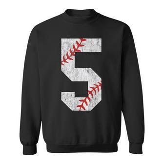 Number 5 Vintage 5Th Birthday Baseball Lover 5 Years Old Sweatshirt - Seseable