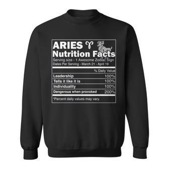 Nutrition Facts Horoscope Zodiac Aries Sweatshirt | Mazezy