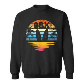 Obx Outer Banks North Carolina Retro Sunset Surfing Obx Sweatshirt | Mazezy